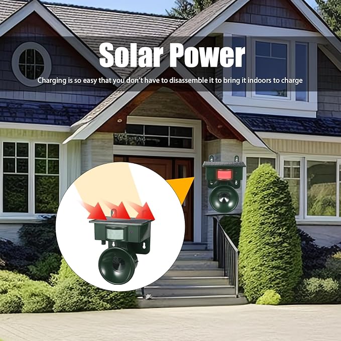 2026 New Solar Ultrasonic Bird Repellent Devices Bird Repeller Outdoor Motion Activated Bird Deterrents for Outside Pigeon Repellent Woodpecker Goose Deterrent for Rooftops Balconies Porch Patio