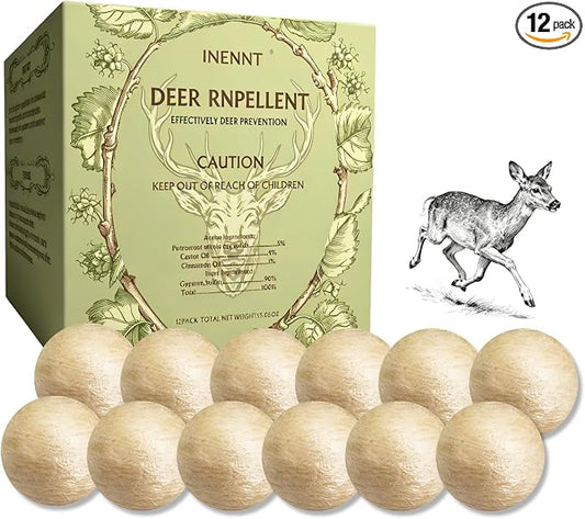 Deer Repellent Balls for Gardens, Plants & Trees - Outdoor Scent Deer Deterrent with Plant Oils, Safe for Pets, Long-Lasting 30-60 Days Protection