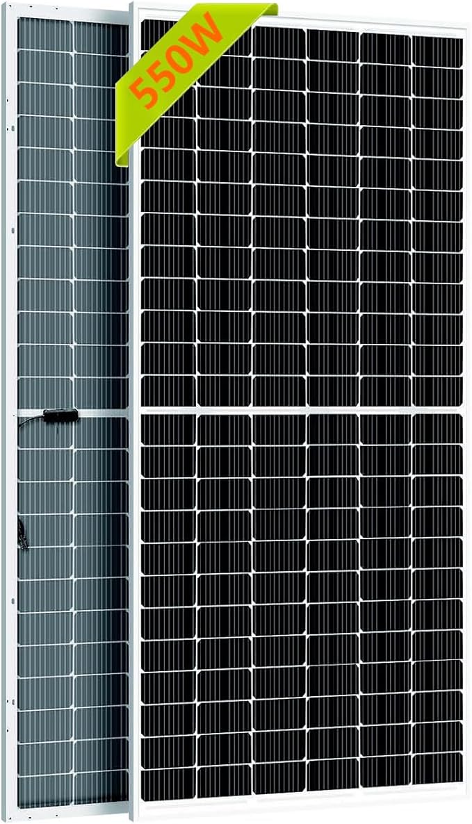 Solar Panels 550W Bifacial Mono 21.5% High-Efficiency Solar Module PV Power Charger for Home Roof and Various Other Off-Grid Applications 36PCS