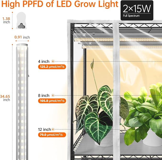 Bstrip Indoor Greenhouse with Grow Light, Indoor Greenhouse Cabinet with 6 Pack 90W Grow Lights with Timer, Mini Green House for Indoor Plant, Seed Starter, Seeding, 35.4"x13.8"x70.8"