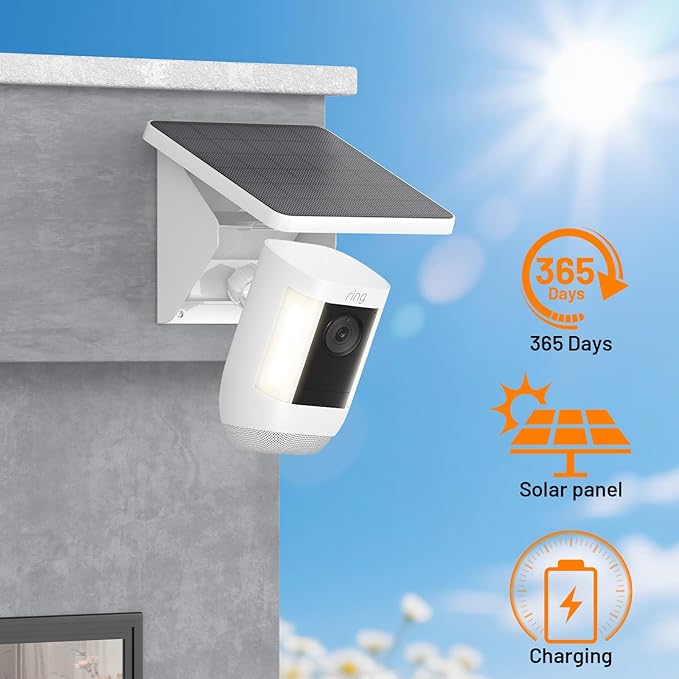 UOGW 4W Solar Panel Charging Mount for Ring Outdoor Cam Plus,Stick Up Cam,Spotlight Cam Pro/Plus,IP67 Weatherproof Long Cable with USB-C to Ring Barrel Plug Adapter(Camera Not Included)
