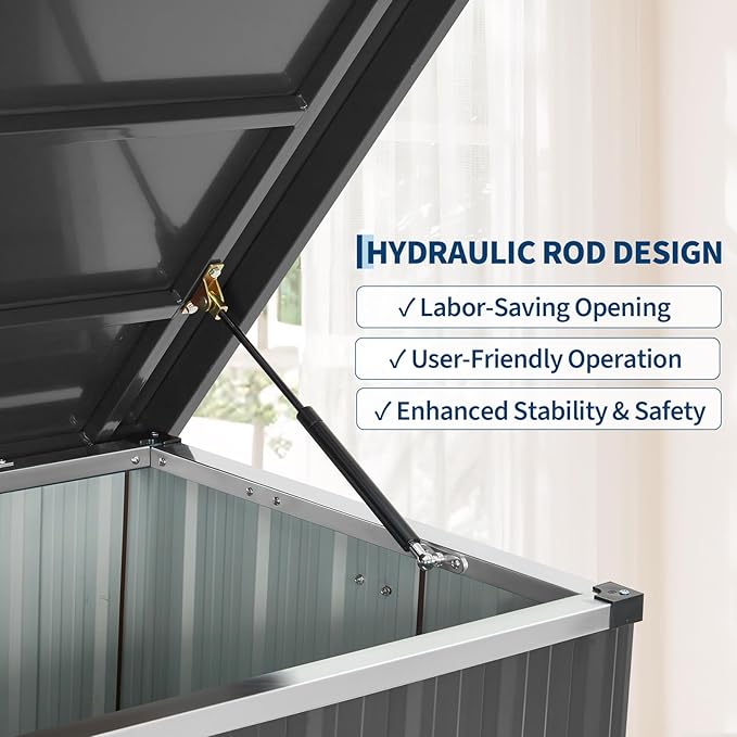 Metal Deck Box Waterproof, 120 Gallon Large Metal Outdoor Storage Box with Soft-Close Lid, Wheels & Side Handles, Galvanized Steel Patio Storage for Cushions, Pool Gear, Garden Tools, Backyard & Porch