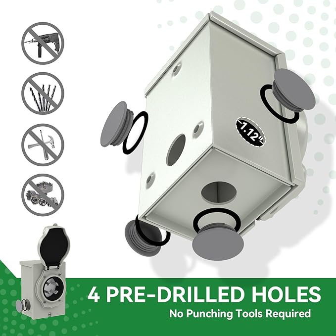 30 Amp Generator Cord 30FT and Power Inlet Box, Pre-Drilled 30 Amp Generator Inlet Box with Cord, NEMA L14-30P to L14-30R Generator Cord Waterproof Combo Kit, ETL Listed