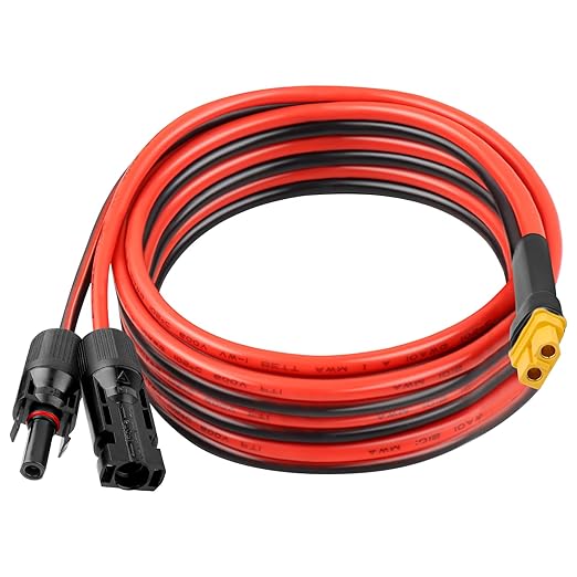 10AWG 15FT XT60 Solar Extension Cable 2 3 6 10 15 20 25 35 40 50 75 100FT XT60 Solar Extension Connector Adapter Thicker Cable Female to Male for Portable Power Station Solar Panel RC LiFePO4 Battery