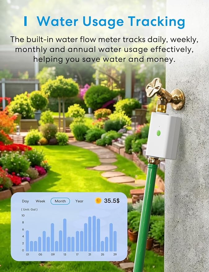 meross WiFi Water Hose Timer, Smart Sprinkler Timer with Brass Inlet & Outet, Work with Apple Homekit, Alexa & Google Assistant, Water Valve for Lawn, Garden, Yard and Pool, MSH400/MSH450 Hub Required