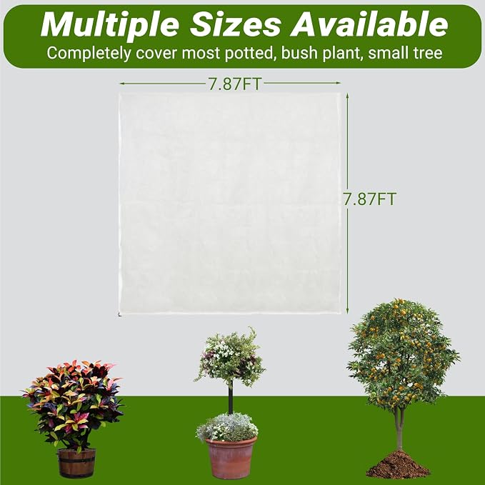 4 Pack Bird Netting Bags for Garden Protection, 7.87 x 7.87 FT Extra Large Insect Barrier Mesh Covers with Zipper Drawstring Fruit Tree Netting for Blueberry Bushes Vegetables and Outdoor Plants