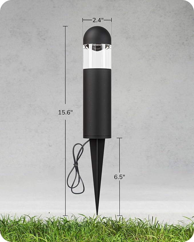 EDISHINE Low Voltage Landscape Lighting, 12V 3W 3000K Warm White, Electric Outdoor Bollard Lights with Connectors, Waterproof LED Pathway Driveway Walkway Lights Wired for Yard Garden