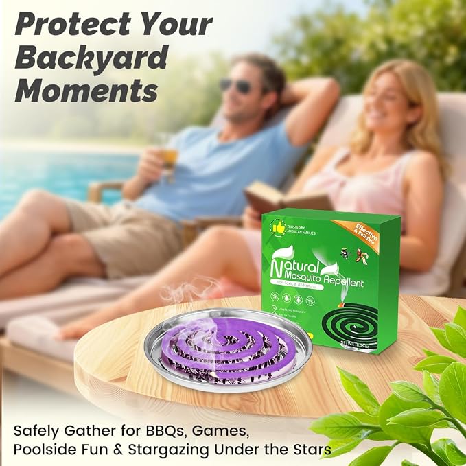 Extra Strong Mosquito Repellent Coils, 28 Pack Large Outdoor Coils for Patios and Camping, DEET Free, Long Lasting 7 to 8 Hours Burning Time, Effective Outdoor Insect Bug Control Portable Incense