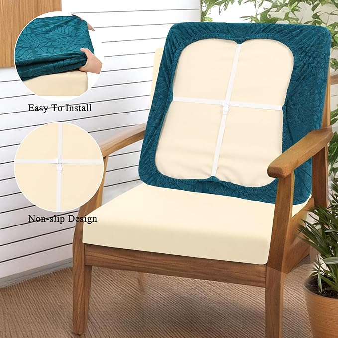 HEBE Stretch Patio Cushion Covers Set 8pcs,Waterproof Outdoor Couch Covers Replacement,Washable Reusable Seat Cushion Slipcovers for Patio Furniture Protector,Chair Cushion Cover