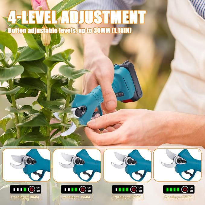 Electric Pruning Shears Cordless Pruner for Makita 18V/21V Battery, Adjustable Cutting Diameter 10-30MM (0.4-1.18IN), Power Pruning for Gardening and Branch Pruning (Pruner Only, No Battery)