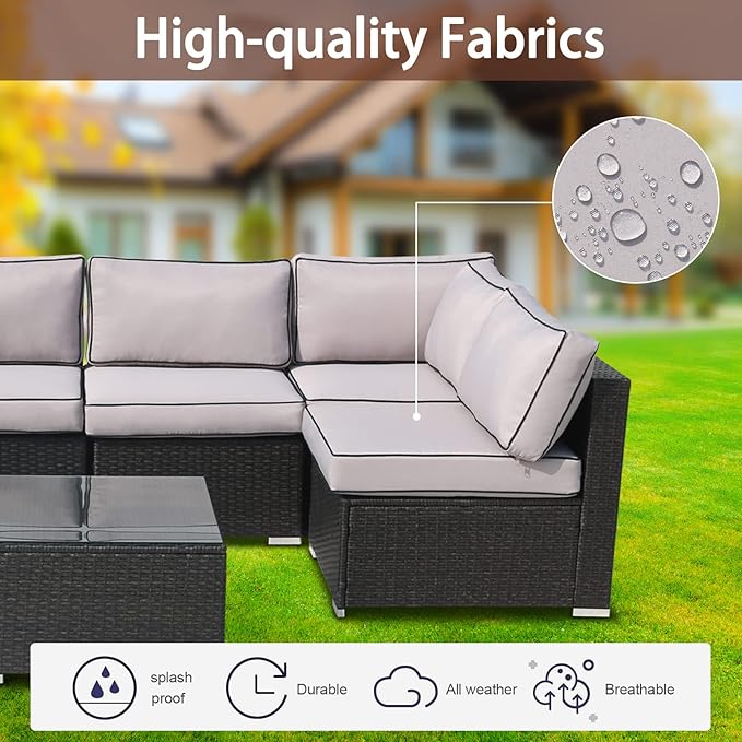 14Pcs Patio Cushion Covers Replacement Splashproof UV-Resistant Inelastic Covers with Zippers, Max Compatible 25.6x25.6x4inch Patio Cushion, for 7 Pcs Outdoor Patio Furniture Sets