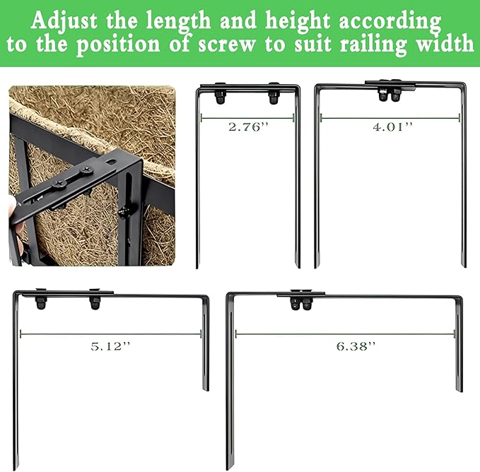 2 Pack 24 Inch Window Sill Fence Planter Pots Black Metal Window Sill Planter with Coco Backing Wall Mounted Home Planter Hanging Basket