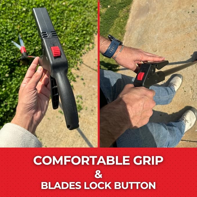 TABOR TOOLS GS01A Long Handle Grass Shears with Wheeled Support, 180° Blade Swivel, SK5 Heat-Treated Steel Blades, Chrome Plated, 38" Grass Clippers For Easy Upright Trimming, and Durable Steel Handle