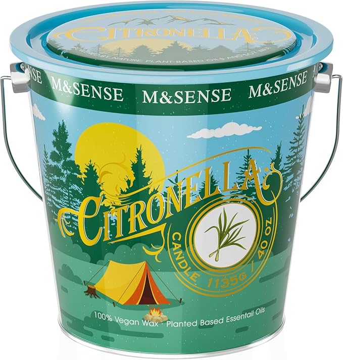 M&SENSE Citronella Eucalyptus Scented Candle 40 oz,Citronella Eucalyptus Candles Outdoor Indoor,Summer Candles for Outside,250 Hours Burn Time,Nature Soy Wax
