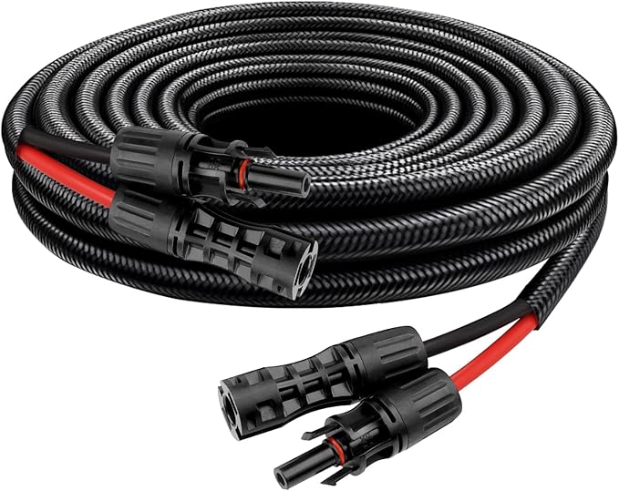 XRDS -RF Solar Cable 6FT, 8AWG Solar Extension Cable with Male & Female Solar Connectors, Flame-Retardant Protective Sleeving Solar Panel Cable, Weatherproof PV Wire for Solar Panel Connection