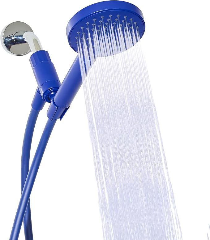 Sproos - Handheld Shower Head, High Pressure, 3 Spray Functions Plus Pause, Extra Long 70 Inch Hose - Eco-friendly Materials - Easy DIY Installation - High Pressure Performance - Blue