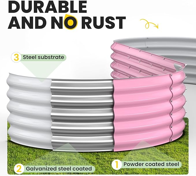 Pattiumo Galvanized Raised Garden Bed 8x2x1.5 FT, Oval Metal Raised Garden Bed Outdoor Planter Box with Open Bottom, Rust-Resistant Steel Garden Bed for Vegetables Herbs Flowers, Easy Assembly