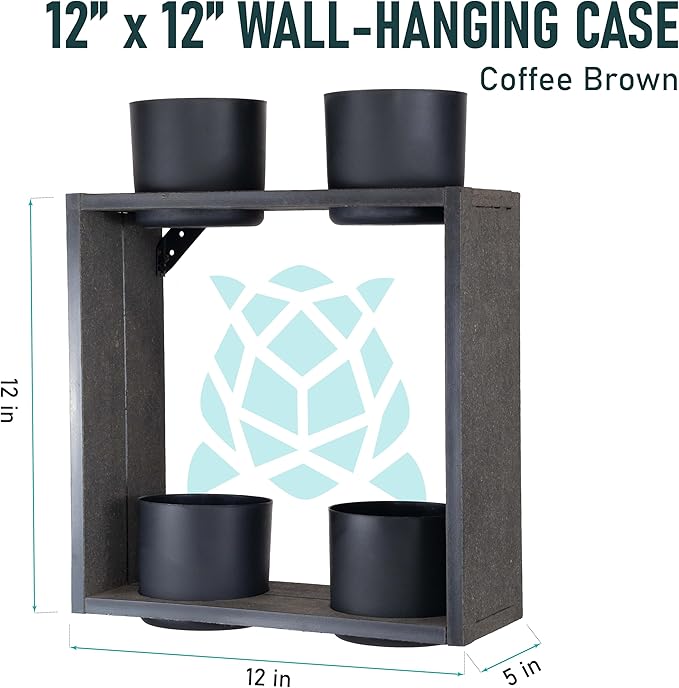Urban Garden Decor with Pots Included, Case Planters for Indoor Outdoor Plants, Hanging Flowerpots, Wall Hanging Plant Holder Window Plant Shelves (Coffee Brown, Case)
