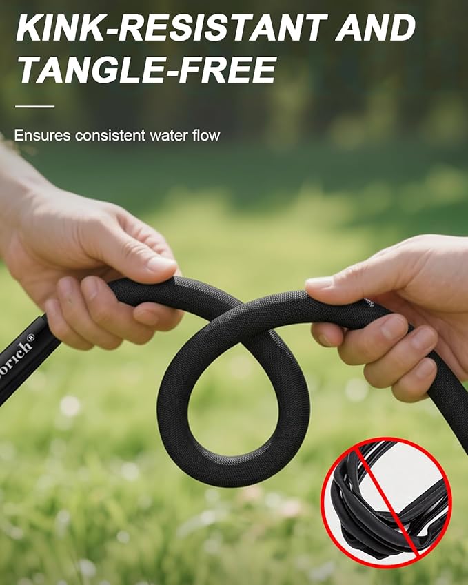 Garden Hose, Lightweight, Ultra Flexible, Durable, Kink-Free Water Hose with Valve - Made of TPU, Drinking Water Safe Material, Non-Shrinking, Easy to Store, All-Weather, Black (50 FT)