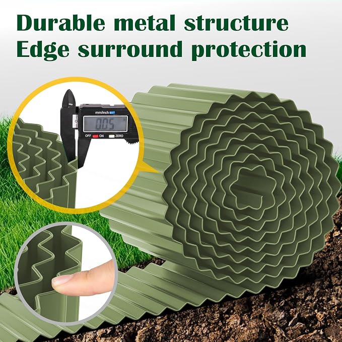 LAVEVE Corrugated Metal Garden Edging 10" x 20ft, Landscape Edging Border for Lawn, Flower Bed, Garden Fence, Paver Edging (Mint Green)