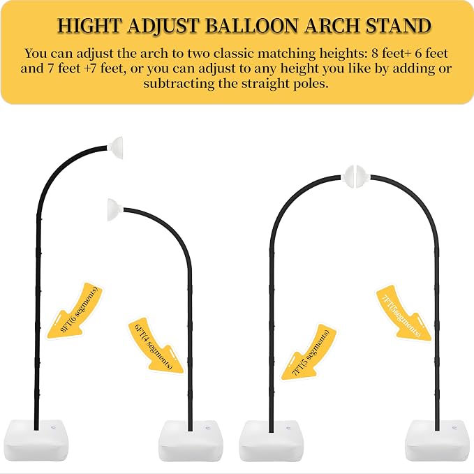 Balloon Arch Kit,Adjustable 8.2FT & 6FT Half Balloon Arch Stand with Base for Birthday Wedding Baby Shower Graduation Party Decorations(Black)