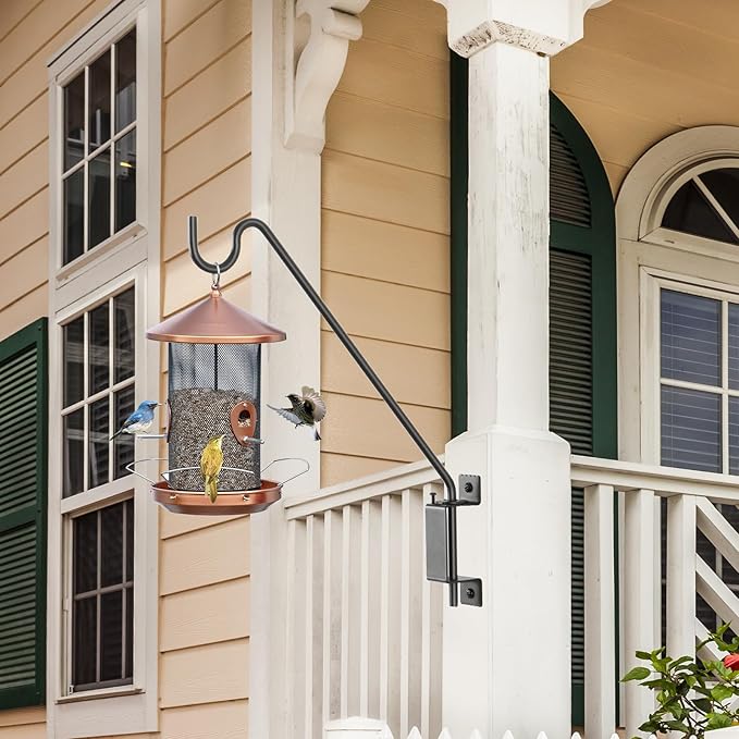 AILIN YELOKIE Heavy Duty 16" Deck Hook - 360° Swivel Plant Hanger with 12 Positions, Rust-Proof Steel Bracket for Bird Feeders/Pole & Hanging Plants