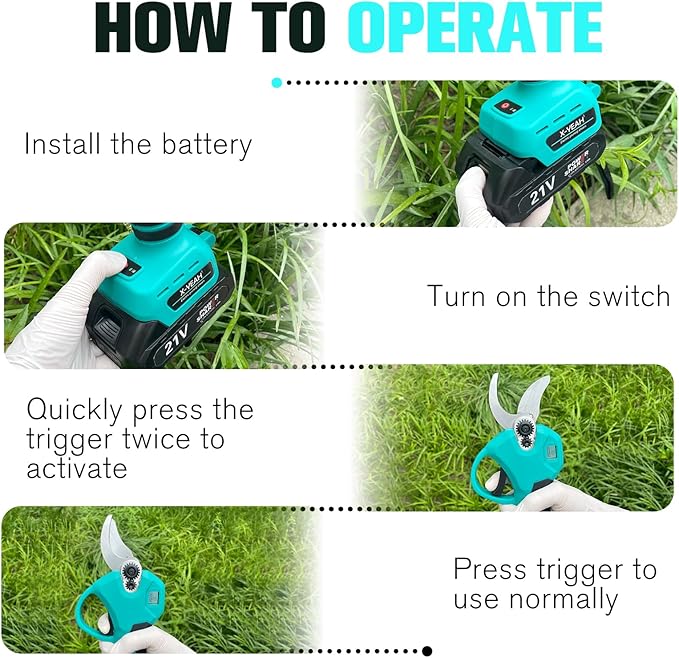 Electric Pruning Shears Set - Cordless Garden Shears with 21V Brushless Motor, 2 * 2000mAh Batteries and Charger Kit