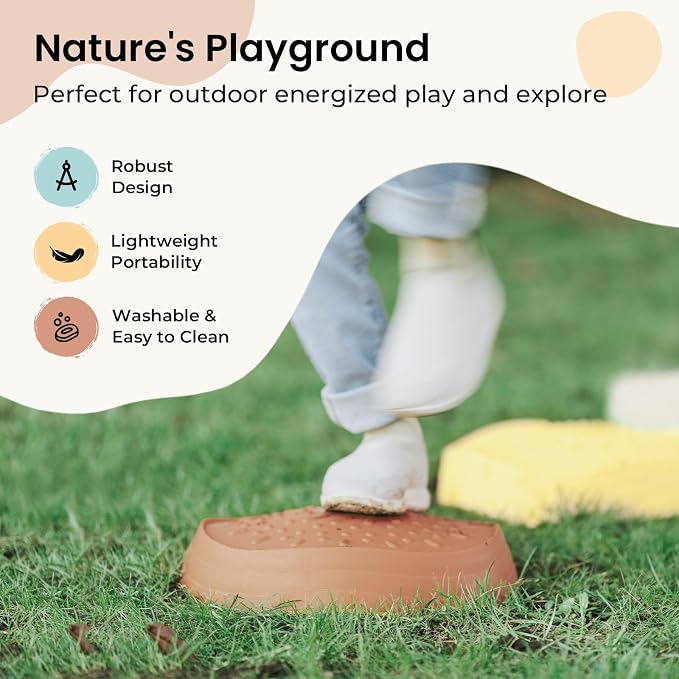 Tiny Land Stepping Stones for Kids, 5pcs Non-Slip Toddler Stepping Stones, Sensory Stepping Stones for Promoting Toddler's Balance & Coordination Skills, Stepping Stones for Toddlers 3-5