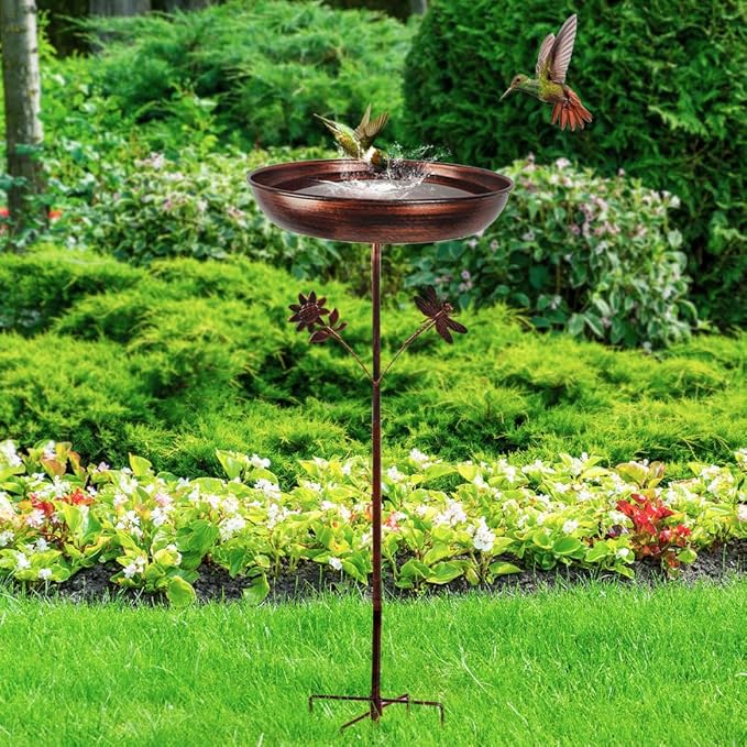 DREAMSOUL 34 Inch Height Bird Bath Stake, Vintage Bird Bath for Outside 13" Dia Birdbath for Garden Patio Decor