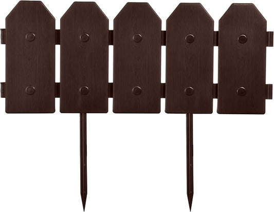 Evelyne Garden Border Edging: Wooden Grain Fence Dog Ear Design - Landscaping Fence Liner Lawn Edge Barrier - Decorative Lawn Landscape Panels Elements -Landscaping Edging (Brown, 20ft.)