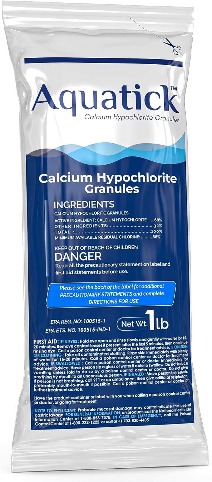 1 Pack Pro-Grade Chlorine Pool Shock, 68% Cal-Hypo Granular Sanitizer, Prevents Bacteria & Algae, Restores Crystal Clear Water - Shock Treatment, Swimming Pool Chemical - 1lb