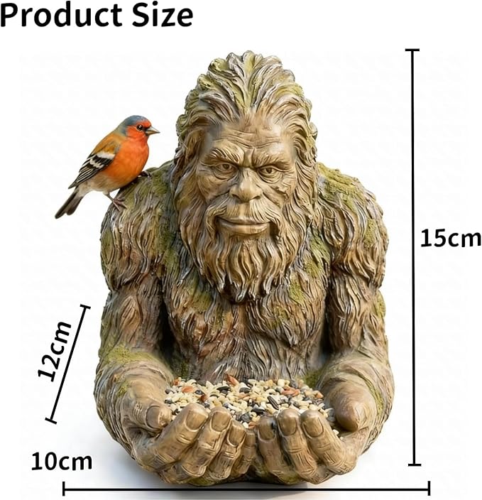 Bigfoot Bird Feeder for Outdoors - Funny Hanging Bird Feeder with Wood Grain Texture - Bigfoots Face Decoration with Hidden Hook,Garden Sculpture Birdfeeder Yard Art Decoration - Tree Garden Hugger