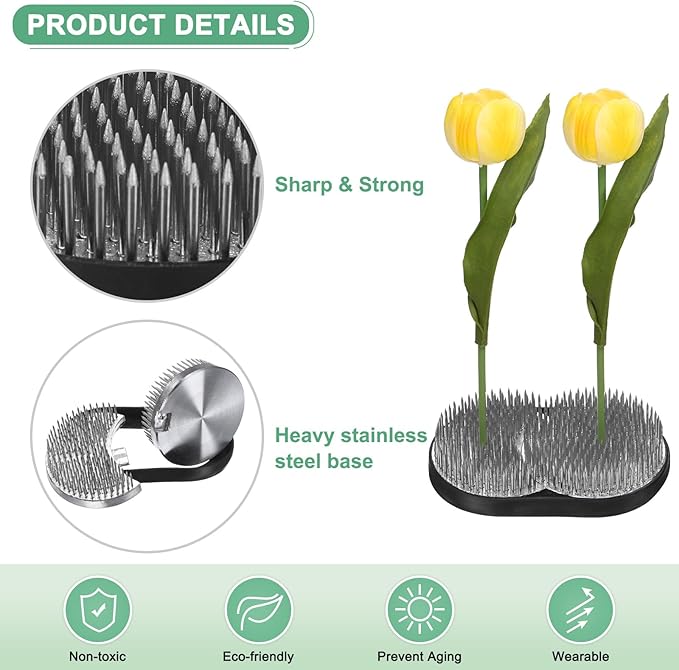 M METERXITY Flower Frog 2.6" Round Steel Flower Pins Flower Frog Holder Flower Arranger Fixed Tools Floral Frog for Arrangements Vase/Plant Decoration/Home Decor [1.3cm Pins]