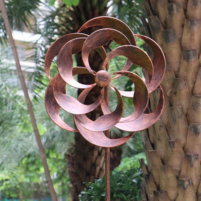 360 Degrees Metal Swivel Wind Spinner Willow Leaves 70x20 Inches | Classical Design, For Patio Lawn Outdoor Yard Garden
