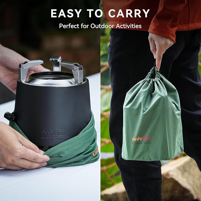 2-in-1 Smokeless Fire Pit with Pot Bracket & Carry Bag, 7.8” Portable Camping Stove, Wood Burning Mini Tabletop Fireplace for Patio Backyard RV Tailgating, Black FP053