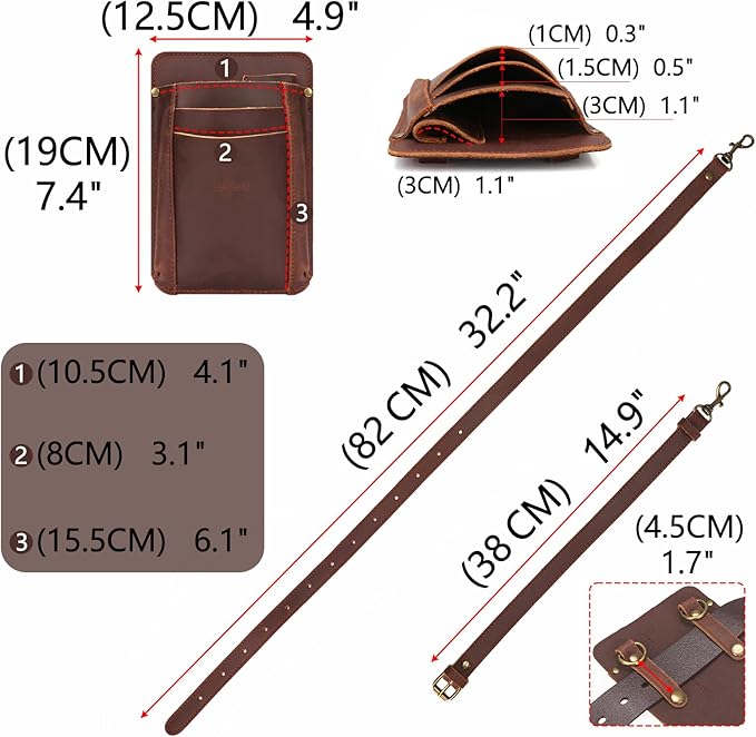 Tourbon Leather Florist Tool Waist Pouch Belt Garden Shoulder Crossbody Tools Bag Gardening Pruning Shears Holder Organizer Kit 4 Pockets