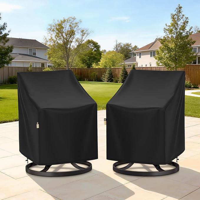 Arcedo Patio Chair Covers Waterproof 2 Pack, Outdoor Lawn Arm Lounge Chair Cover for Outdoor Furniture All Weather Protection - 33" W x 35" D x 36" H, Black