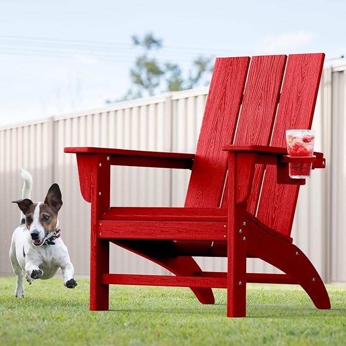 Modern Adirondack Chairs Set of 6, HDPE Plastic Patio Chairs for All Weather, Fire Pit Chair, Outdoor Lawn Chairs for Deck, Porch, Backyard, Garden