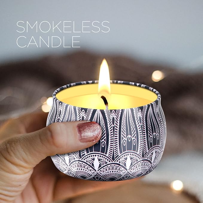 Citronella Candles - 4 Pack Citronella Candles Outdoor Set，Indoor Scented Soy Wax Candles Portable Travel Tin Gift Set for Home Garden Patio Balcony Decorative(Navy Blue)