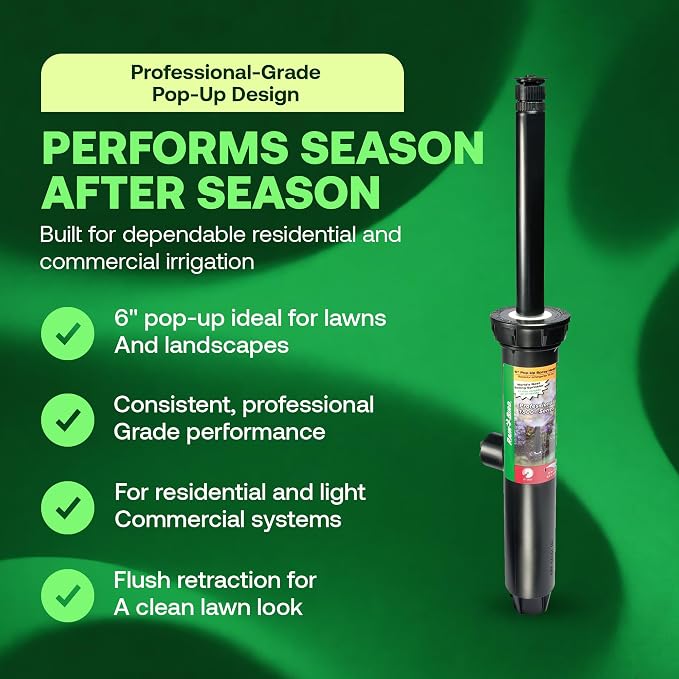 Rain Bird 1806VAN 1800 Series Professional 6 Inch Pop Up Sprinkler Head, 5 Pack - Lawn Sprinkler with Adjustable 0-360 Degree Arc Nozzle Pattern, Up to 15 Ft Spray Distance, 1/2 in NPT Threaded Inlet