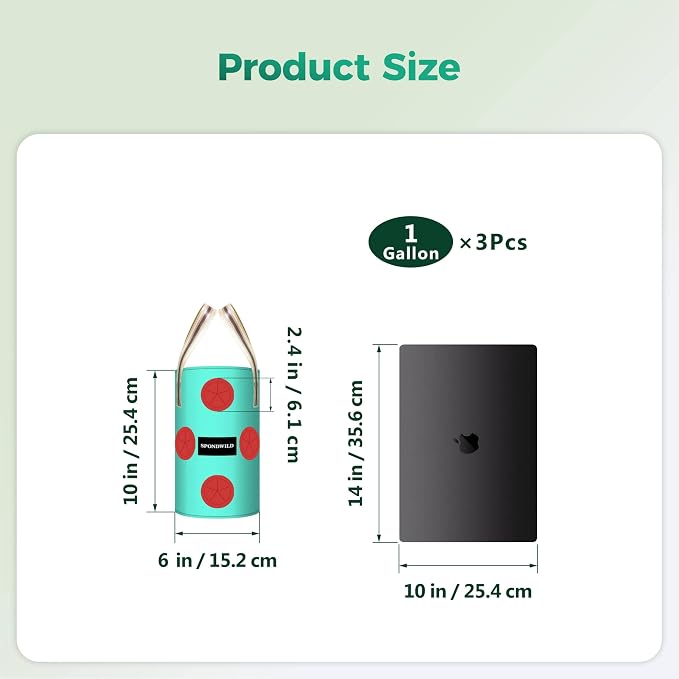 3 Pack Hanging Strawberry Planter Bags, 1 Gallon Hanging Grow Bags with Bottom Planting Hole, Thickened PE Strawberry Pot for Vegetables Herbs Tomatoes