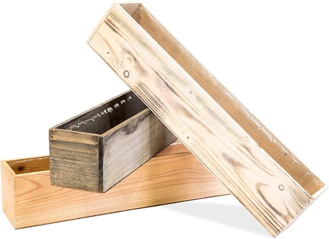 Wooden Planter Box, Rustic Barn Wood with Plastic Liner l Restaurant and Wedding Decorations l Wedding Bouquets, Table Centerpiece (20x4 Set of 2, Natural)