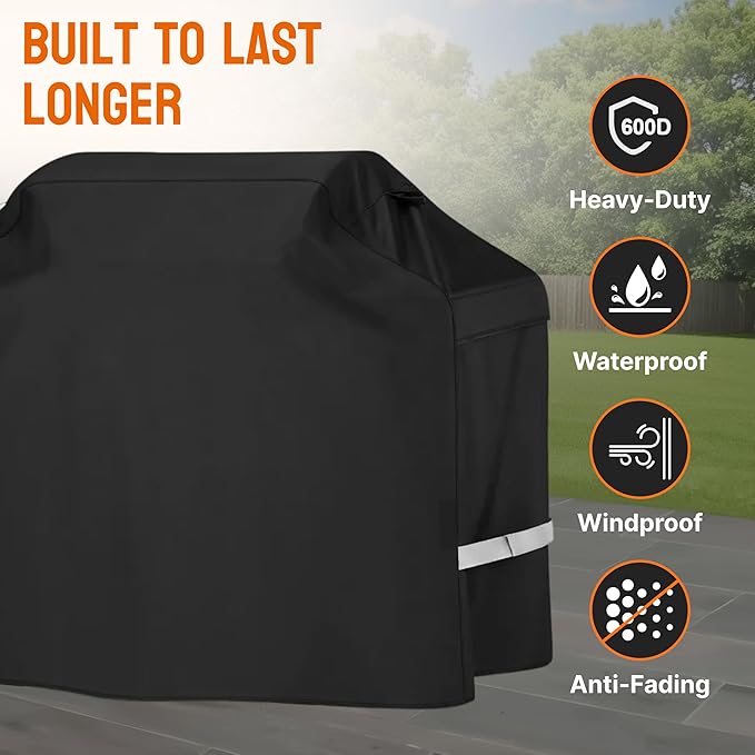 Lime Grill Cover - 58 Inch Heavy Duty BBQ Grill Cover for Outdoor Grill, Waterproof, UV, Fade & Tear Resistant, Gas Grill Cover for Weber Charbroil Genesis Nexgrill and More