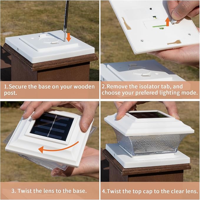 HUYIENO Solar Post Cap Lights Outdoor LED Lighting Deck Fence Cap Light 9 Light Modes Bright White/7 Color Fixed Modes/7 Color Cycling Mode Suitable for 4x4 5x5 Wooden Posts 4x4 5x5 Vinyl Posts