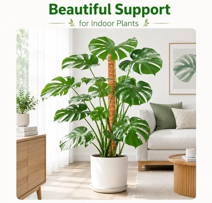 2 Pack Moss Pole, 26.8-Inch Moss Poles for Plants Monstera,Bendable Plant Support Stakes for Climbing Plants Indoor, Garden Trellis Plant Stick for Potted Plants, Pothos Philodendron