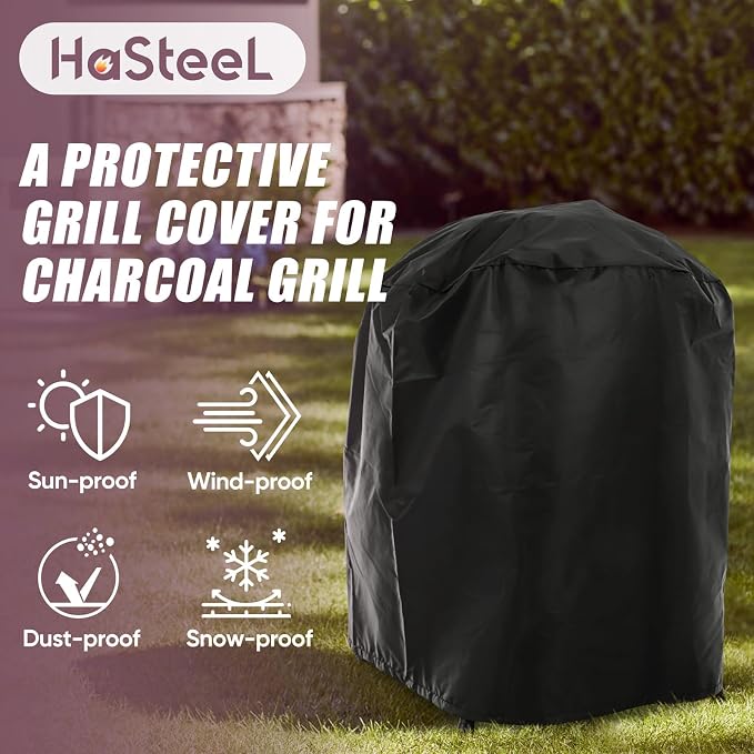 HaSteeL 18 Inch Charcoal Grill, Black Kettle Outdoor Barbecue Grill, 2-In-1 Portable BBQ Grill with Wheels for Camping Backyard Patio Picnic, Porcelain-Enameled Lid & Fire Bowl, 254.SQ.IN Cooking Area