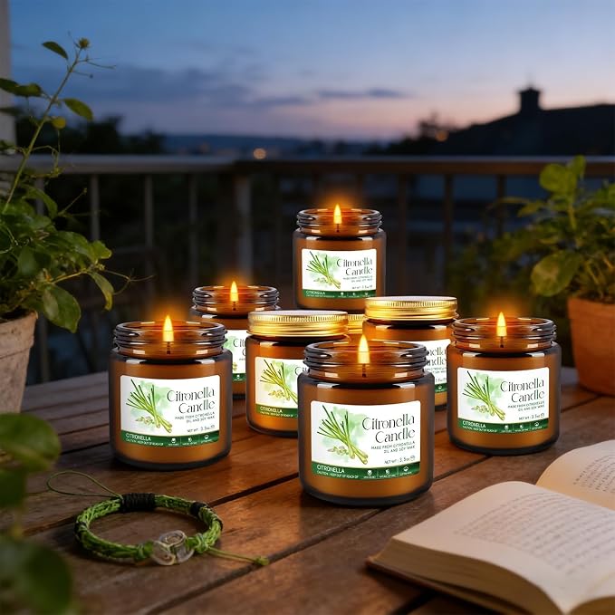 Citronella Candles Glass Outdoor&Indoor，12pack Scented Candle Natural Soy Wax for Home Decor,Gifts,Garden Camping Patio Picnic,3.5oz Long Lasting