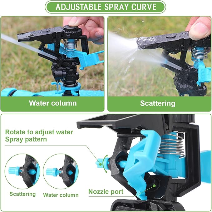 9 Pack Lawn Sprinklers for Yard Bulk Heavy Duty Water Sprinkler Head Adjustable 360 Degree Rotating Water Sprinklers Above Ground for Lawn Garden Flower Grass Irrigation Playtime