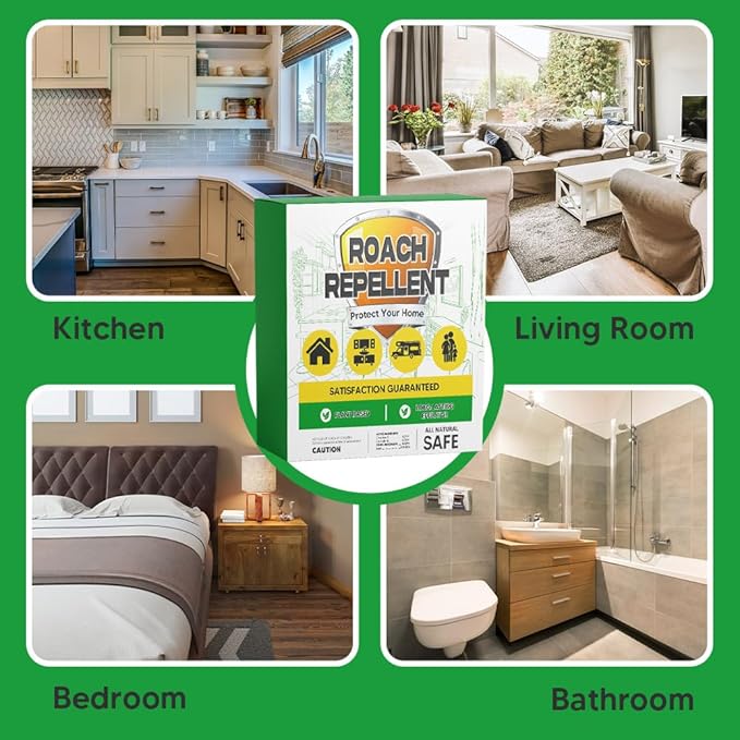 Roach Repellent Indoor, Cockroach Repellent Pet Safe, Long-Lasting Roach Deterrent for Kitchen/Bathroom/Garage/Basement, Keep Roaches Away, Indoor and Outdoor Use-4 Pack