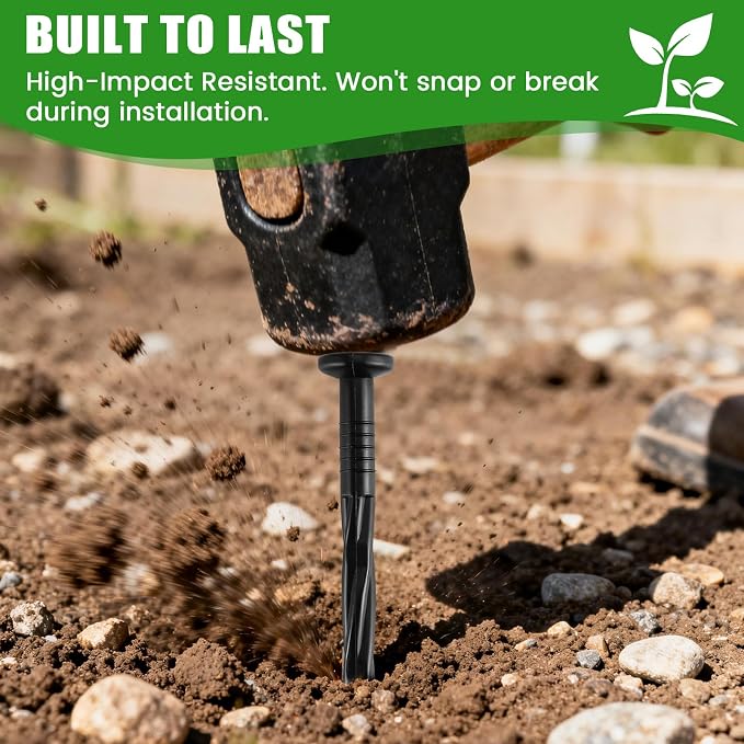 60-Pack 8-Inch Heavy Duty Plastic Landscape Edging Spikes – Spiral Anchoring Nails for Paver Edging, Weed Barrier Fabric, Artificial Turf & Garden Borders – Rust-Free Nylon Stakes